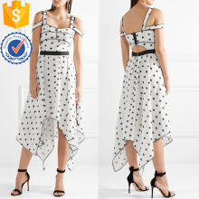 Hombro frío sin mangas asimétrico blanco y negro impreso verano vestido fabricación venta al por mayor moda mujeres prendas de vestir (TA0301D)